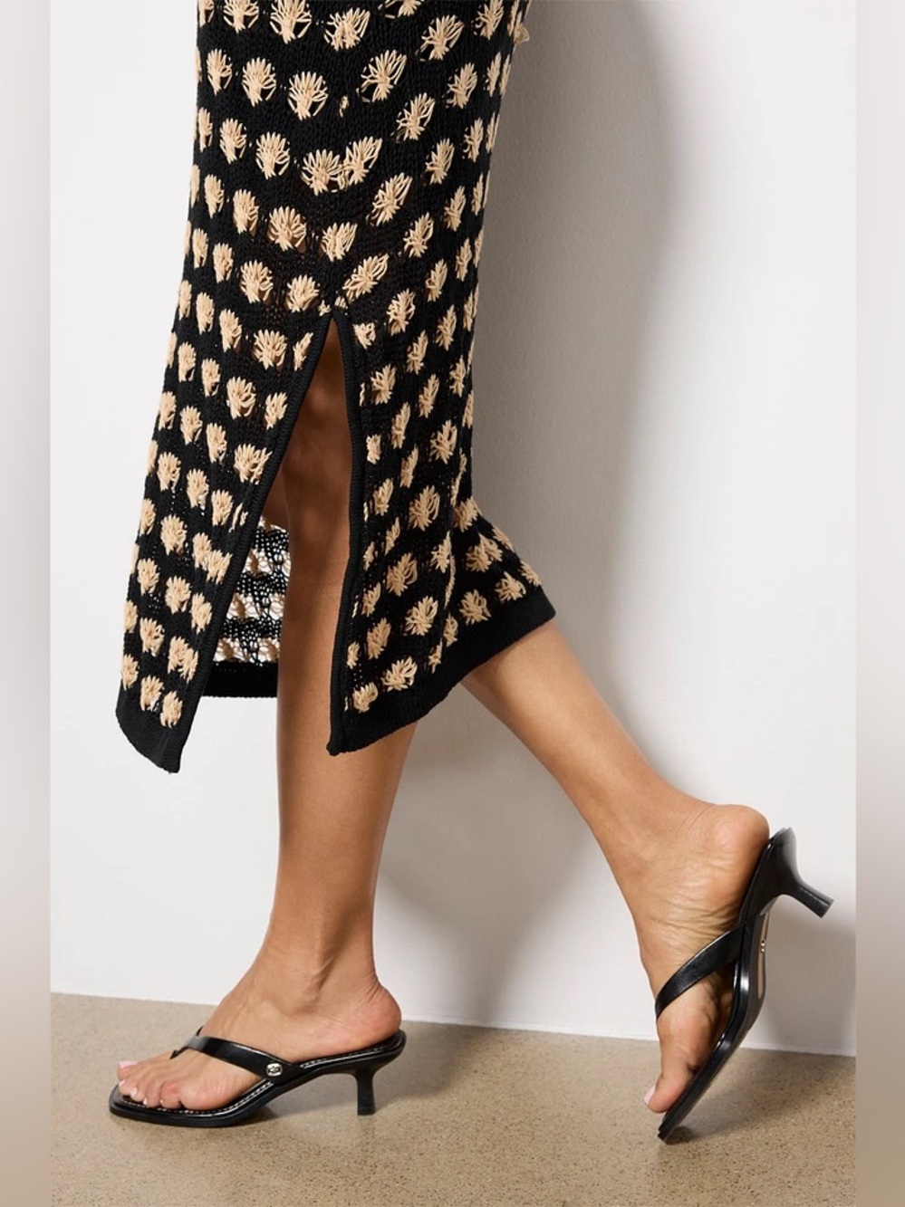 Evereve Anastasia Crochet Dress MiDi Sundress Size Small New Tan & Black - Picture 6 of 7
